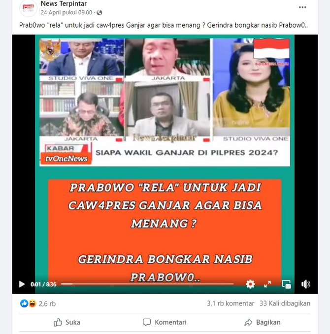 cek fakta video prabowo subianto disebut rela jadi cawapres ganjar