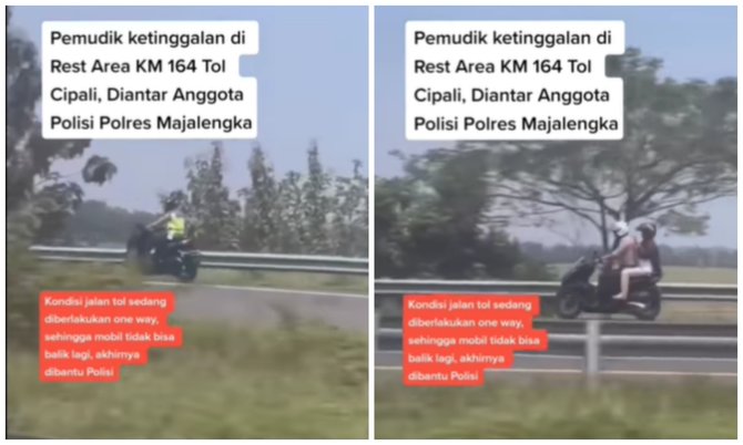 polisi antar pemudik tertinggal di rest area