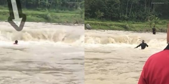 Aksi Heroik Pria Selamatkan Bocah Hanyut di Sungai Berarus, Tuai Pujian