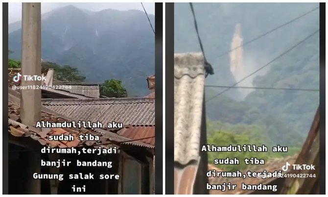 viral banjir bandang di gunung salak