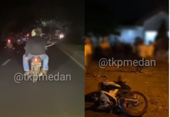 aksi geng motor di medan berhasil ditangkap warga