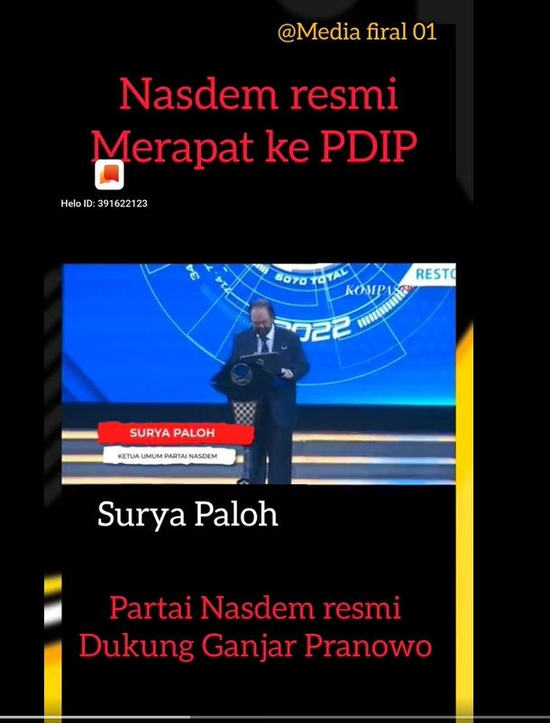 cek fakta surya paloh umumkan dukung ganjar pranowo capres 2024