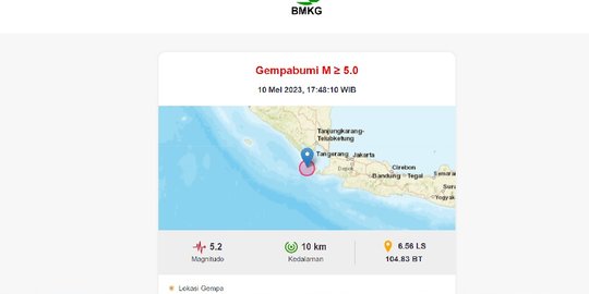 Dalam 10 Menit, Banten Diguncang Gempa 5,2 Magnitudo