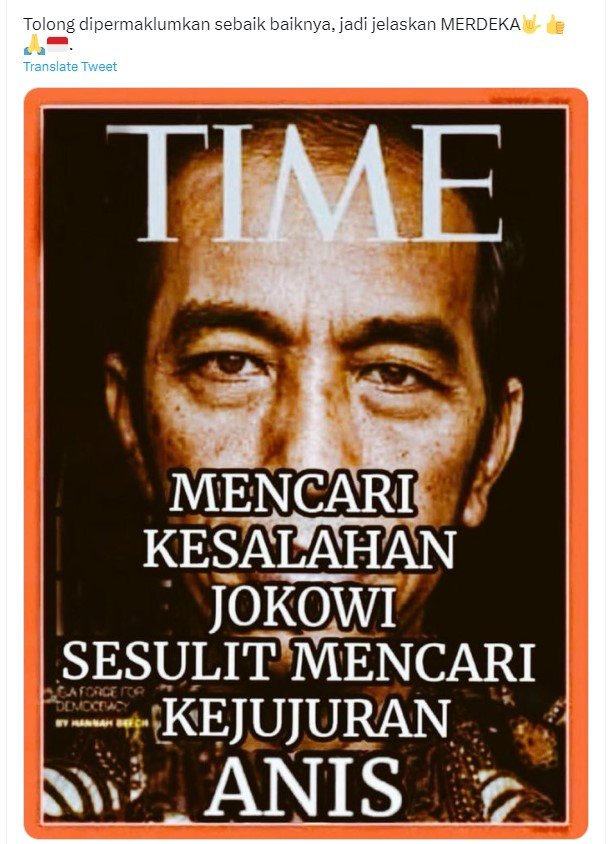 hoaks sampul majalah time sebut cari kesalahan jokowi sesulit mencari kejujuran anies