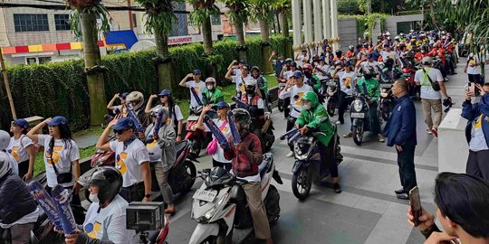 Dilepas Surya Paloh, Pawai Ojol Antar NasDem Daftar Bakal Caleg ke KPU