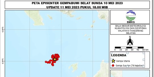76 Gempa Susulan Guncang Sumur Banten Sejak Kemarin