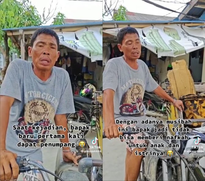 viral tukang becak padamkan api dibecaknya dengan air got bikin sedih