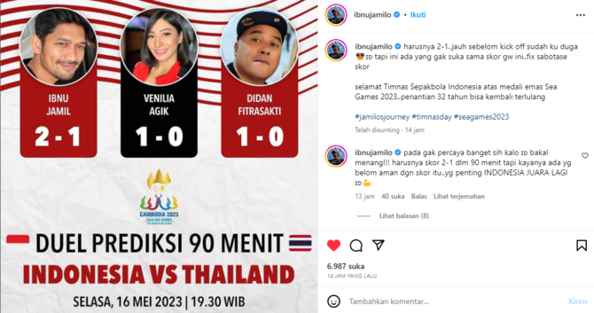 6 artis ini rayakan kemenangan timnas u 22 di sea games 2023 atta hingga teuku wisnu