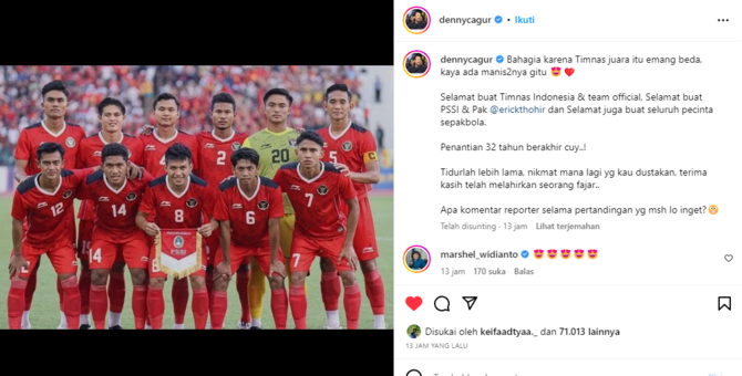 6 artis ini rayakan kemenangan timnas u 22 di sea games 2023 atta hingga teuku wisnu