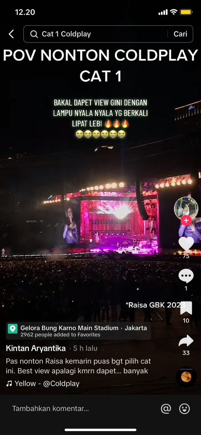 begini kira kira view tempat duduk nonton konser coldplay per kategori