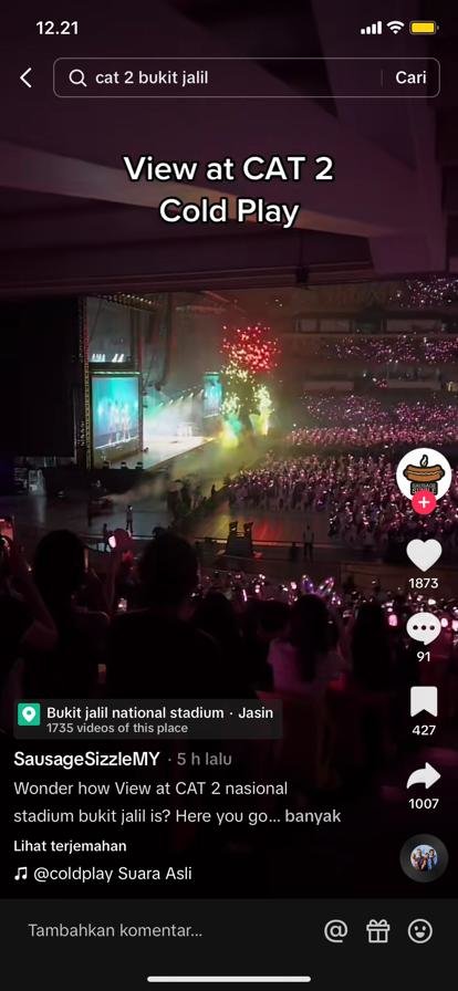 begini kira kira view tempat duduk nonton konser coldplay per kategori