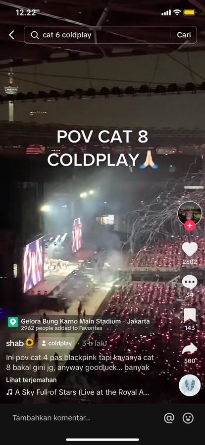 begini kira kira view tempat duduk nonton konser coldplay per kategori