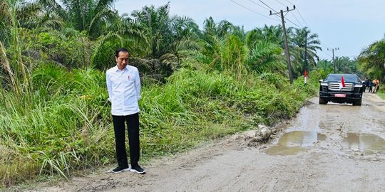 Momen Jokowi Tinjau Jalan Rusak Parah Penuh Kubangan Lumpur di Labuhanbatu Utara