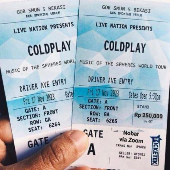 ipar eks panglima tni pamer tiket coldplay lokasi konser jadi sorotan