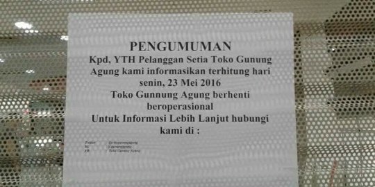 Terus Merugi, Toko Gunung Agung Tutup Semua Gerai di Akhir 2023