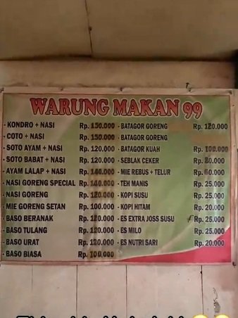 harga makanan di papua