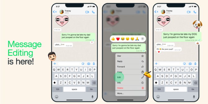 WhatsApp Kini Bisa Edit Pesan Terkirim, Batasnya 15 Menit