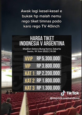 bikin heboh muncul harga tiket timnas indonesia vs argentina ini faktanya