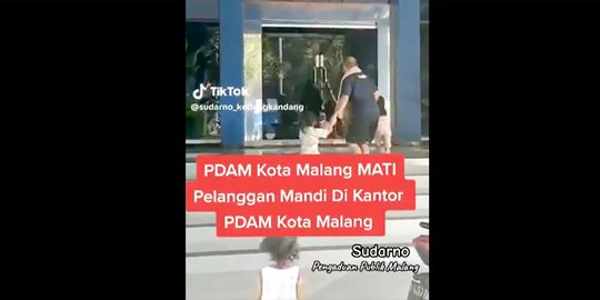 Viral Pria Ajak Istri dan 2 Anak Mandi di Kantor PDAM Malang, Ini Alasannya