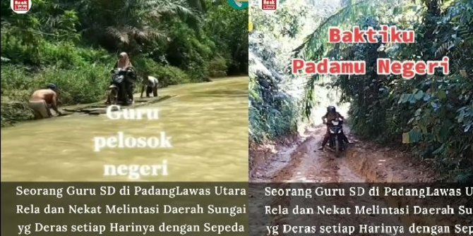 Viral Perjuangan Seorang Guru SD di Padang Lawas, Nekat Melintasi Derasnya Sungai
