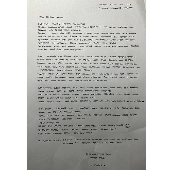 ferdy sambo kirim bunga surat buat anaknya yang ultah ke 22