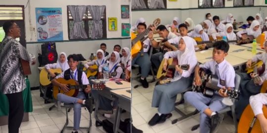 Keren Banget, Guru & Siswa 1 Kelas Belajar Sambil Gitaran Nyanyi Coldplay Bak Konser