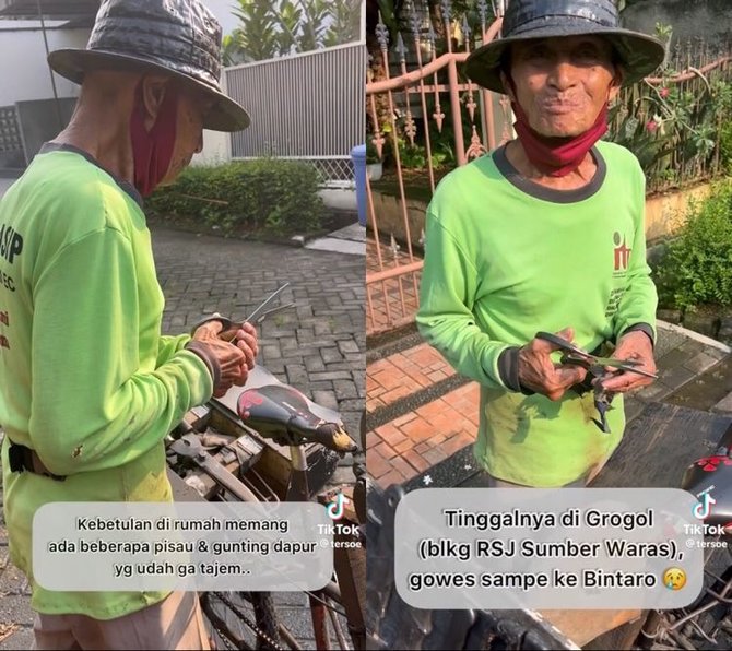 kisah tukang asah pisau ini bikin haru gowes dari grogol ke bintaro setiap hari