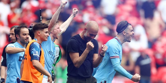 Haru Pep Guardiola Rayakan Kemenangan Manchester City Juara FA