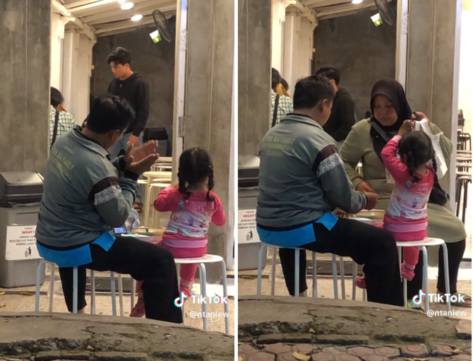 viral momen ayah ajak anaknya main saat menunggu makanan bikin baper warganet