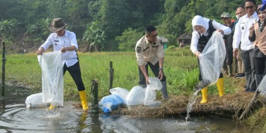 Dukung Ketahanan Pangan dan Gizi, Bupati Purwakarta Tebar Ribuan Benih Ikan di Danau