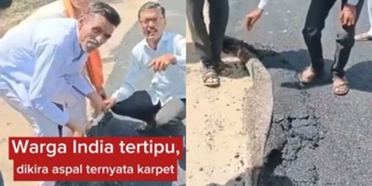 Di RI Ada Aspal Diusap Rontok, di India Warga Tertipu Jalan Cuma Ditutup Karpet