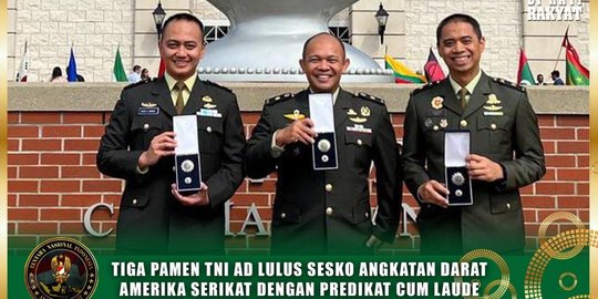 Dahsyat! 3 Mayor TNI AD ini Lulus Sekolah Komando di AS dengan Predikat Cum Laude