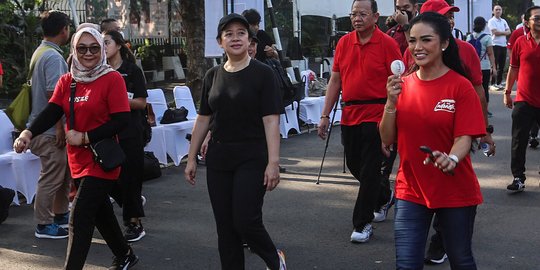 Puan Berolahraga Bareng Krisdayanti dan Sejumlah Fraksi PDI Perjuangan ke GBK