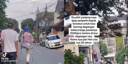 Kisah Haru Penjual Pastel Keliling Jalan Pakai Tongkat, Berjuang dengan Keterbatasan