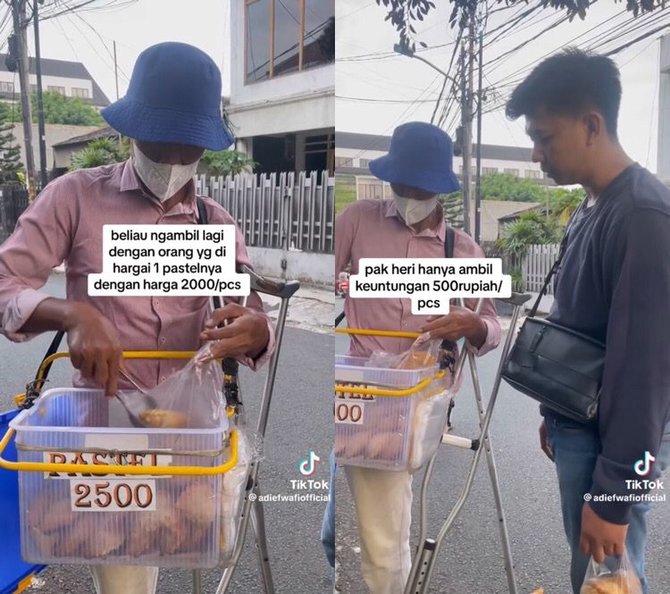 kisah haru penjual pastel keliling jalan pakai tongkat berjuang dengan keterbatasan