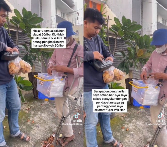 kisah haru penjual pastel keliling jalan pakai tongkat berjuang dengan keterbatasan