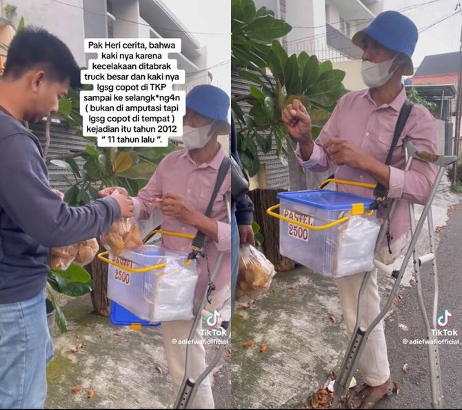 kisah haru penjual pastel keliling jalan pakai tongkat berjuang dengan keterbatasan