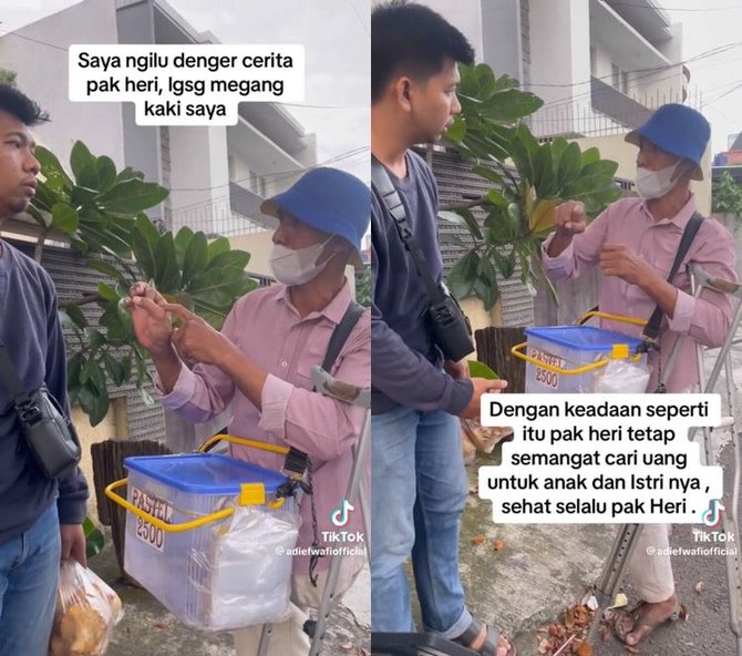 kisah haru penjual pastel keliling jalan pakai tongkat berjuang dengan keterbatasan