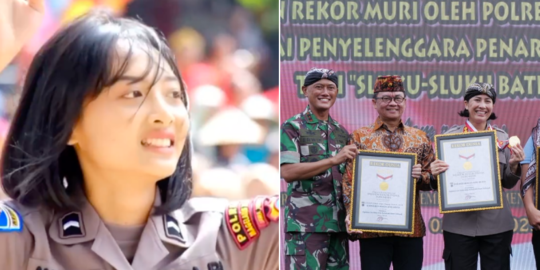 Polwan Cantik Pimpin Ribuan Orang Tari Pakai Batok Kelapa, Pecahkan Rekor MURI