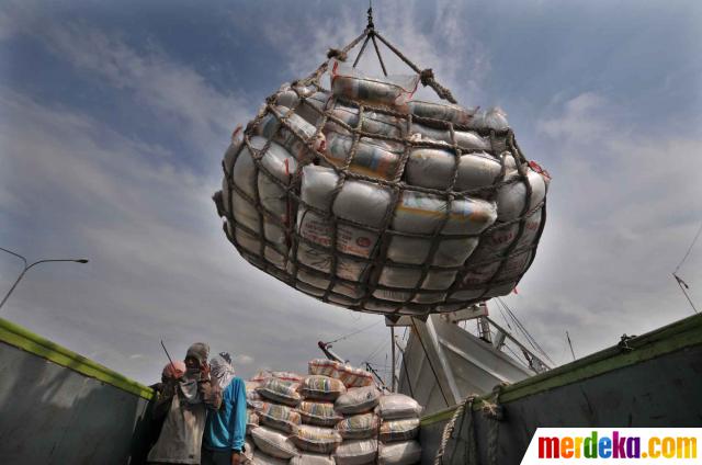 Foto Bongkar muat beras di Sunda  Kelapa  merdeka com