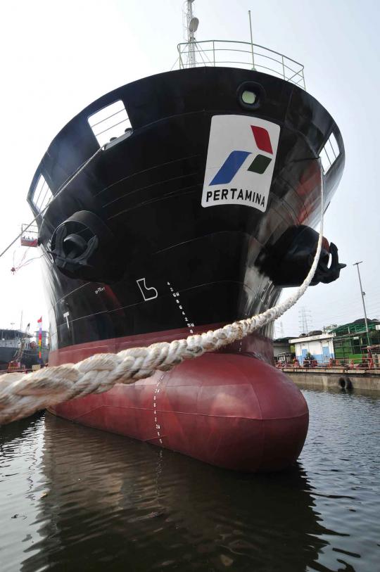 Kapal tanker MT Musi untuk pengakut minyak milik PT Pertamina bersanda 