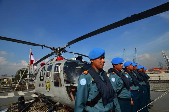 Pasukan Satgas Maritim Kontingen Garuda XXVIII UNFILL yang akan menjal 