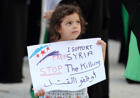 Aksi demonstrasi bocah Suriah