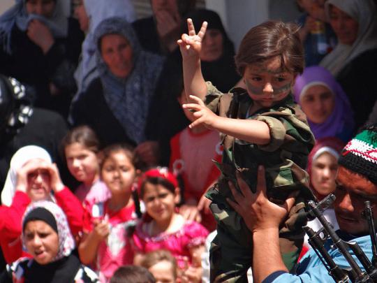 Aksi demonstrasi bocah Suriah