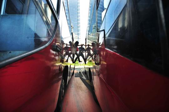 Busway mogok di Bundaran HI