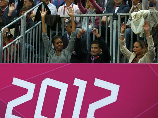 Ekspresi Ibu Negara AS, saat menonton basket Olimpiade 2012