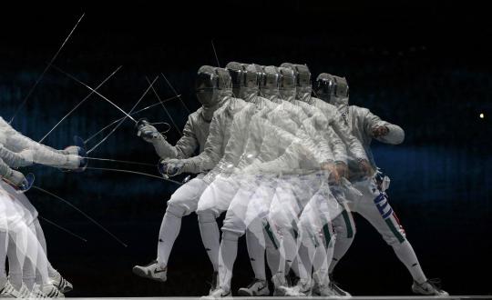 Atlet Anggar beraksi di Olimpiade 2012 London