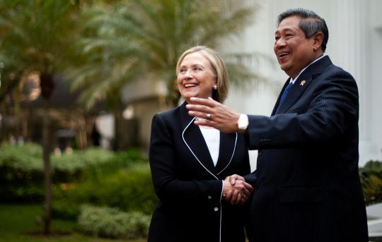 Presiden SBY sambut Hillary di Istana Merdeka