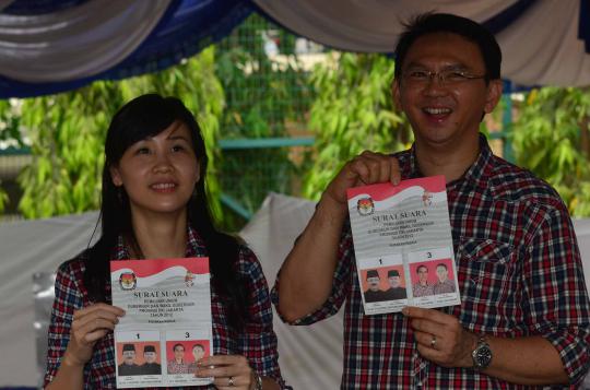 Bersama istri, Ahok nyoblos di TPS 059