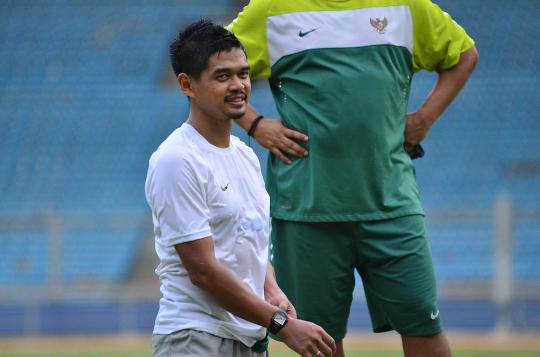Latihan pertama Bambang Pamungkas bersama Timnas Indonesia